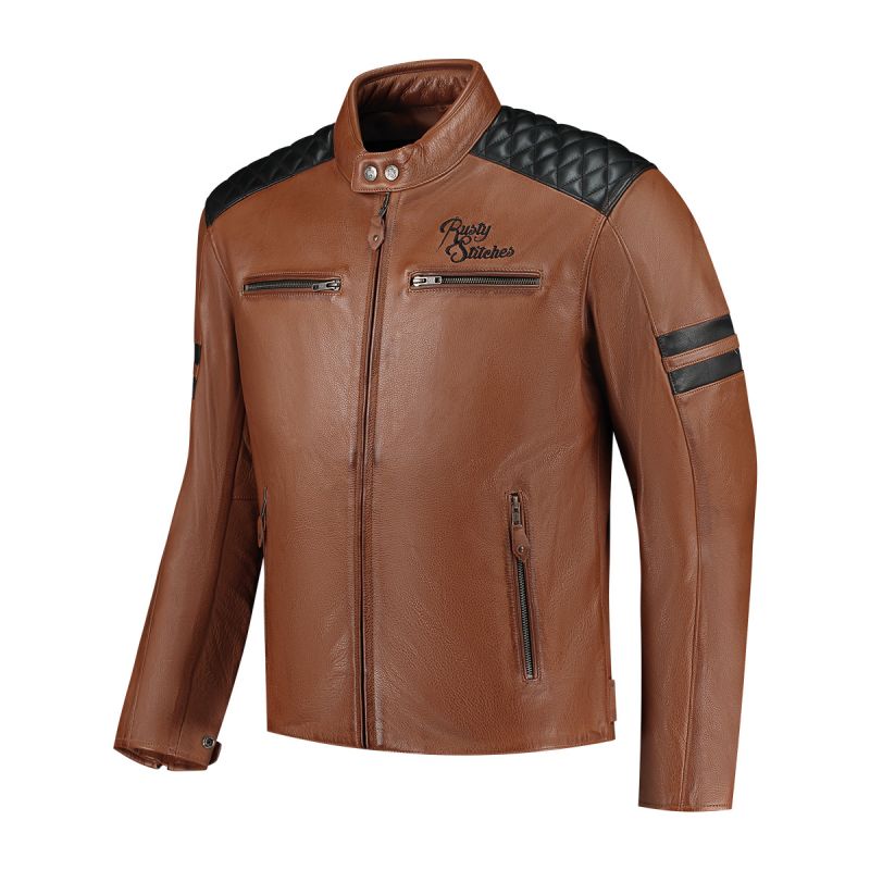 Rusty Stitches Jari V Jacket Cognac Black Voordeelhelmen Nl