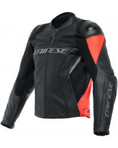 Dainese Racing 4 Leather Jacket Black/Fluo-Red 628