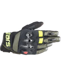 Alpinestars Halo Leather Gloves Forest Black Yellow Fluo 6085