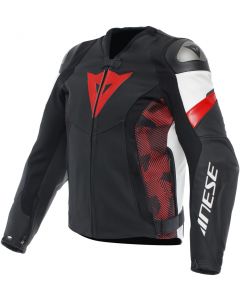 Dainese Avro 5 Leather Jacket Black/Red-Lava/White