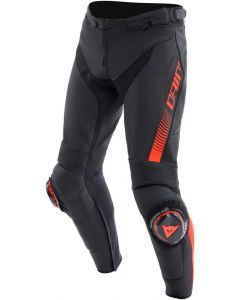 Dainese Super Speed Leather Trousers Black/Red-Fluo