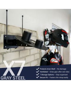 Gray Steel X7 Helmet & Gear wall mount Matt Black