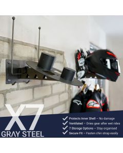 Gray Steel X7 Helmet & Gear wall mount Gun Metal