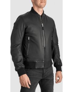 Pando Moto Falcon Leather Aviator Jacket Black