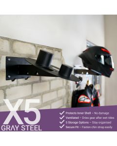 Gray Steel X5 Helmet & Gear wall mount Matt Black