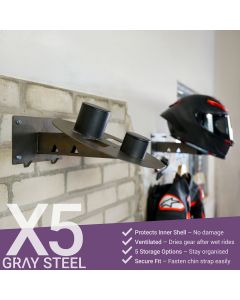 Gray Steel X5 Helmet & Gear wall mount Gun Metal