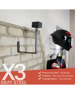 Gray Steel X3 Helmet & Gear wall mount Matt Black