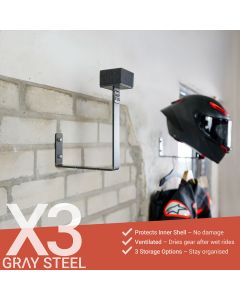 Gray Steel X3 Helmet & Gear wall mount Gun Metal